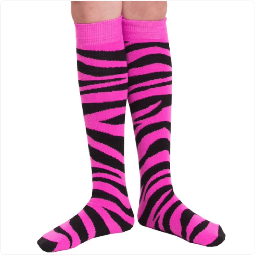 chrissy's socks / Pink Zebra Print knee-highs Socks - Women's 7-11 - NEW